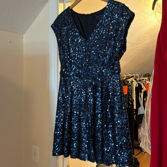 French Connection Blue Sequined Dress - Picture 3 of 5